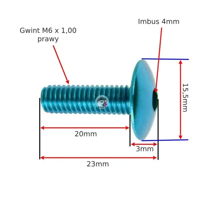 Śruba M6 x 20mm owiewki aluminiowa niebieska Oferta czasowa