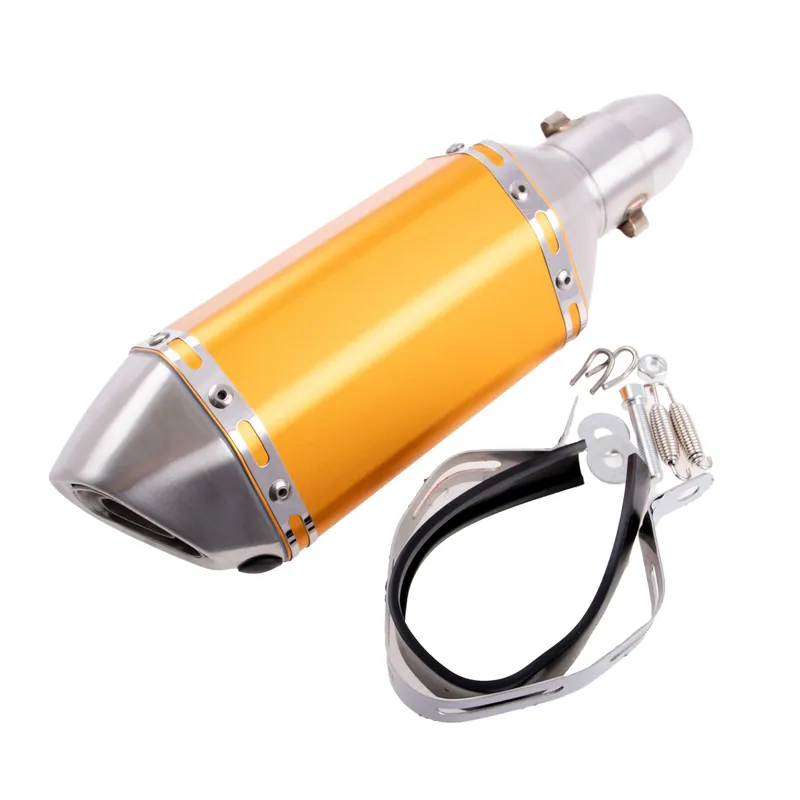 Oferta limitowana Końcówka wydechu tłumik short złota 310mm obejma sprężyny adapter